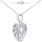 Heart Shape Diamond Pave Pendant in UK Hallmarked 9ct White Gold